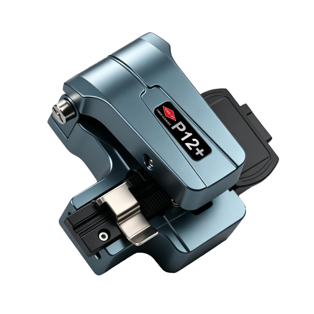 Front view of the VAEYI P12+ fiber cleaver with 3-in-1 clamp